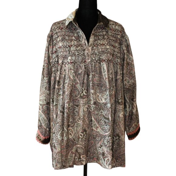 Free People Lucille Corduroy Mini Dress XS Cocoa Combo Babydoll Silhouette 229 - Picture 1 of 12